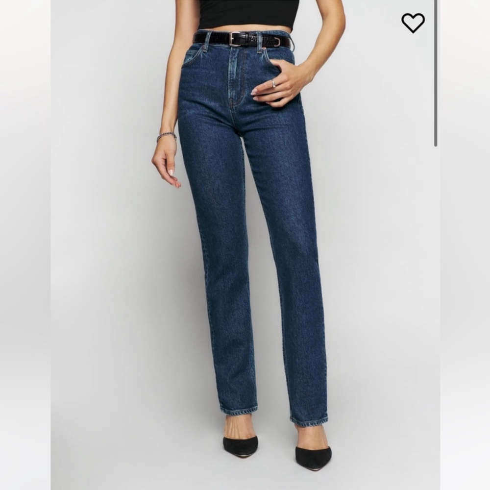 Reformation High Rise Straight Leg Jeans Dark Wash Size 23